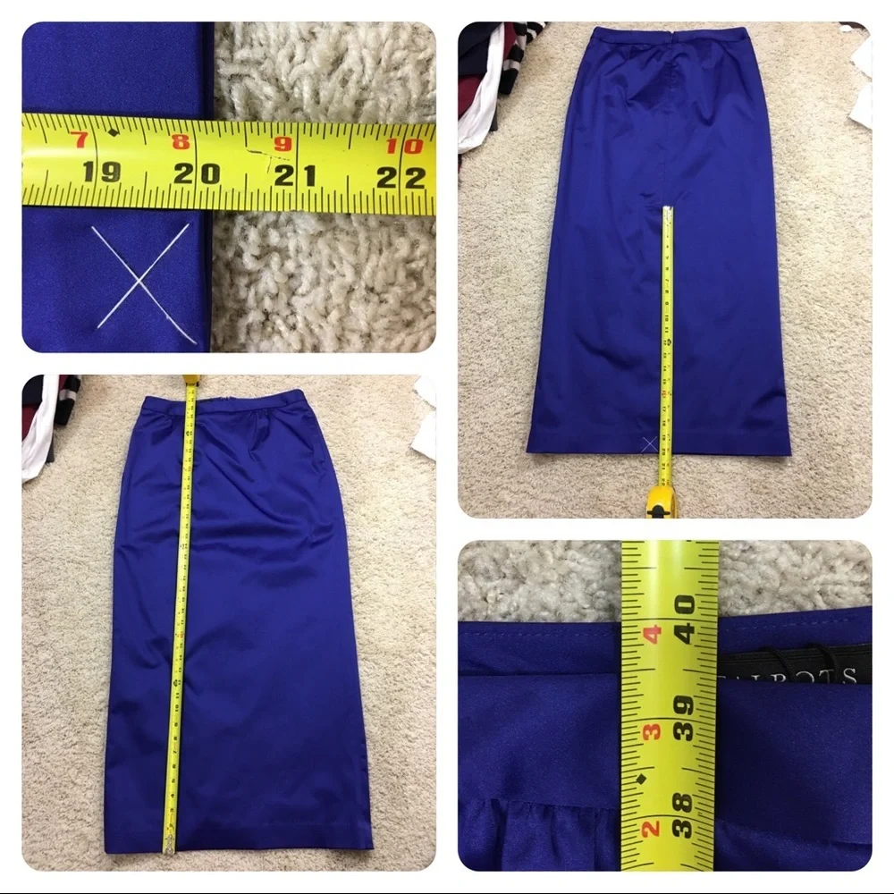 NWT!  Talbots $179 DUCHESSE SATIN Royal Blue Skirt